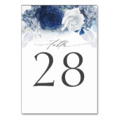 Dusty BlueとNavy Blueのテーブ結婚ル番号カード テーブルナンバー (裏面)