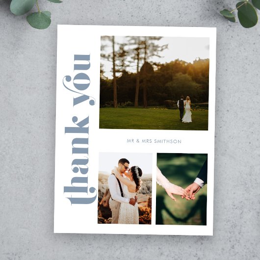 Dusty Blueの写真結婚ありがとうはがき ポストカード