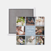 Dusty Blueの写真結婚コラージュありがとう マグネット (正面/裏面)