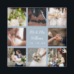 Dusty Blueの写真結婚コラージュありがとう マグネット<br><div class="desc">写真のコラージュ、お気に入りの記憶結婚、ギフトを作成するためユニークに、あなたの8つの写真、名前と特別な日付でパーソナライズ。宝に美しい形見！色のカスタマイズ背景を指定できお気に入りのる。Thisisnomeによる設計©</div>