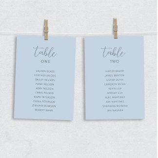 Dusty Blueの結婚テーブル座席表カード
