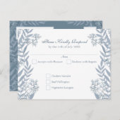 Dusty Blueの結婚ヴィンテージポストカードRSVP シーズンポストカード (正面/裏面)