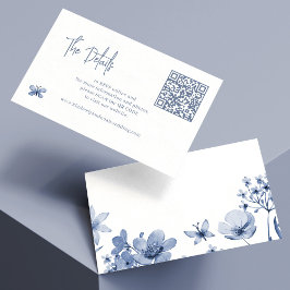 Dusty Blueの結婚QRコードのオンラインRSVP詳細 エンクロージャーカード