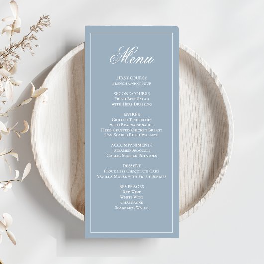 Dusty Blueの結婚Script Dinner Menu メニュー