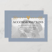 Dusty Blueフォトモダン金ゴールドハート宿泊施設 エンクロージャーカード (正面/裏面)