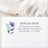 Dusty Blueフローラ保存日付差出人住所 ラベル (インサイチュ)