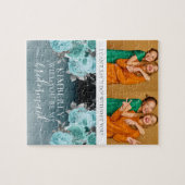 Dusty Blueフローラ私のブライドメイド写真 ジグソーパズル (横)