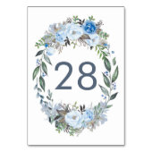 Dusty Blueフローラ結婚のテーブル番号カード テーブルナンバー (正面)