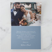 Dusty Blueフローラ結婚の写真ありがとう サンキューカード (内部)