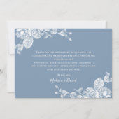 Dusty Blueフローラ結婚の写真ありがとう サンキューカード (裏面)