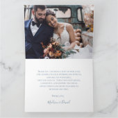 Dusty Blueフローラ結婚の写真ありがとう サンキューカード (内部)