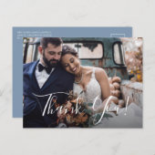 Dusty Blueフローラ結婚の写真ありがとう ポストカード (正面/裏面)