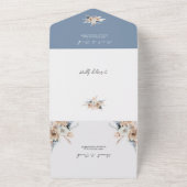 Dusty Blueフローラ結婚BohoとRSVP オールインワン招待状 (外側)