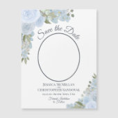 Dusty BlueフローラSave the Date Photo Magnet (正面)