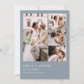 Dusty Blueミニマリスト写真5枚結婚の写真 招待状 (正面)