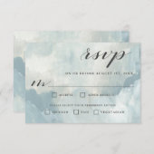 Dusty Blueモダン抽象芸術RSVP with Enteres 出欠カード (正面/裏面)