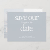 Dusty Blue写真モダン日付の保存 ポストカード (正面/裏面)