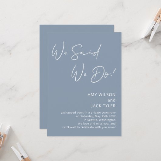 Dusty Blue我々は駆け落ち発表を行うと述べた カード (正面/裏面インサイチュ)