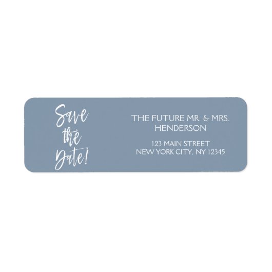 Dusty Blue日付保存差出人住所 ラベル (正面)