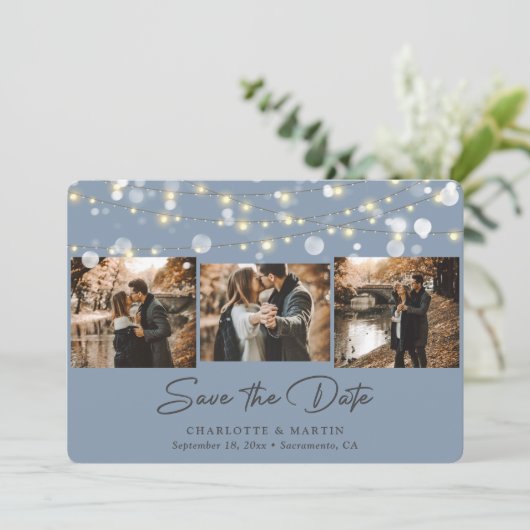 Dusty Blue結婚の4枚の写真Save The Date セーブザデート (スタンド正面)