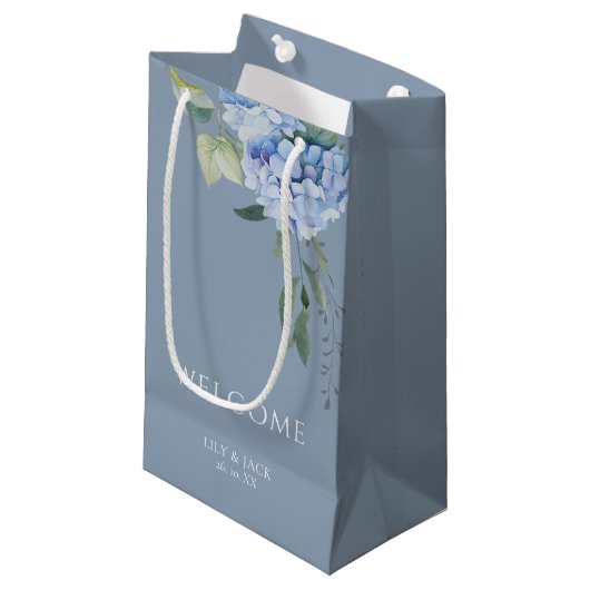 Dusty Blue | シックなブルーアジサイの結婚式 スモールペーパーバッグ (正面アングル)