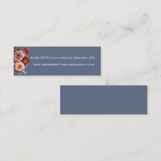 Dusty Blue、赤面、BurgundyフローラWebサイトRsvp スキニー名刺 (正面/裏面)