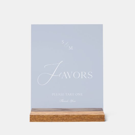 Dusty Blue Acrylic “Favors” Wedding Sign アクリルサイン (正面)