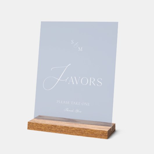 Dusty Blue Acrylic “Favors” Wedding Sign アクリルサイン (傾斜)