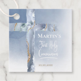  dusty blue agate cross First Communion フェイバータグ