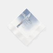  dusty blue agate cross First Communion 縁ありカクテルナプキン (角)