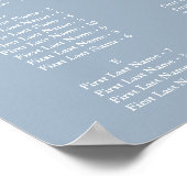 Dusty Blue Alphabetical Wedding Seating Chart ポスター (角)