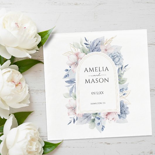 Dusty Blue and Blush Pink Floral Arch Wedding スタンダードランチョンナプキン