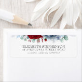 Dusty Blue and Burgundy Red Floral Elegant ラベル (インサイチュ)