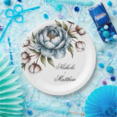 Dusty Blue and Cotton Wedding ペーパープレート (パーティー)
