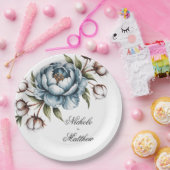 Dusty Blue and Cotton Wedding ペーパープレート (パーティー)