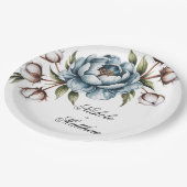 Dusty Blue and Cotton Wedding ペーパープレート (アングル)