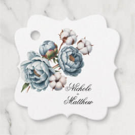 Dusty Blue and Cotton Wedding Thank You フェイバータグ