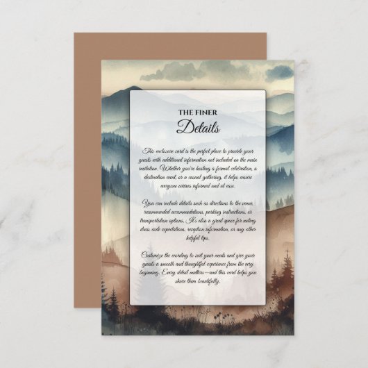 Dusty Blue and Mocha Brown Mountains エンクロージャーカード (正面/裏面)