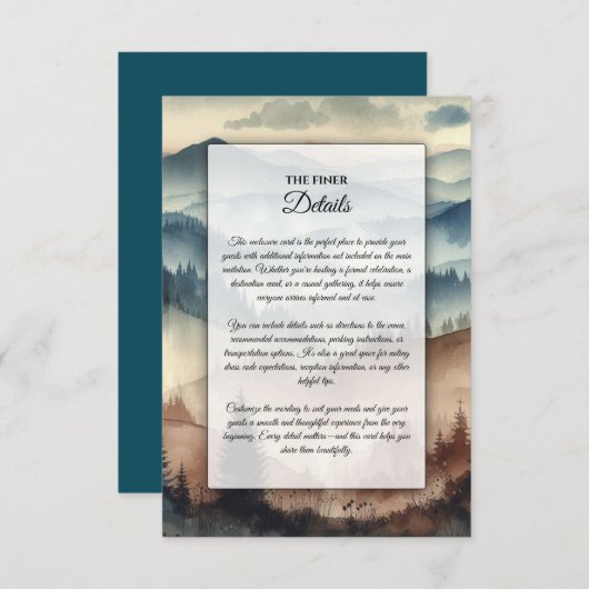 Dusty Blue and Mocha Brown Mountains エンクロージャーカード (正面/裏面)