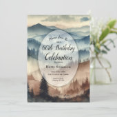 Dusty Blue and Mocha Brown Mountains Custom Year 招待状 (スタンド正面)