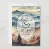 Dusty Blue and Mocha Brown Mountains Engagement 招待状 (正面)