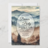 Dusty Blue and Mocha Brown Mountains Restaurant 招待状 (正面)