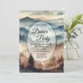 Dusty Blue and Mocha Brown Mountains Restaurant 招待状 (スタンド正面)