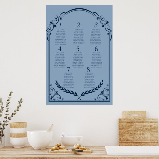Dusty Blue and Navy Seating Chart Poster 2 of 3 ポスター (キッチン)
