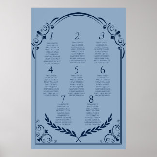 Dusty Blue and Navy Seating Chart Poster 2 of 3 ポスター