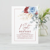 Dusty Blue and Red Floral Rehearsal Dinner 招待状 (スタンド正面)