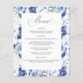 Dusty Blue and Silver Floral Elegant Wedding Menu チラシ (正面)
