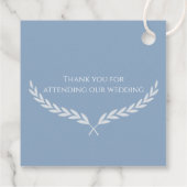 Dusty Blue and Silver Rings Floral Wedding Favor T フェイバータグ (裏面)