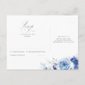 Dusty Blue and Silver Wedding RSVP Postcard ポストカード (裏面)
