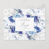 Dusty Blue and Silver Wedding RSVP Postcard ポストカード (正面)